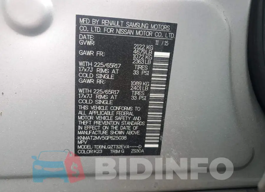 KNMAT2MV5GP625038 Photo# 13
