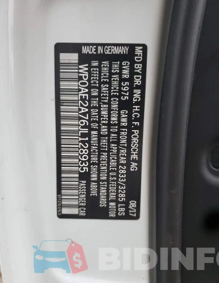 WP0AE2A76JL128935 Photo# 13
