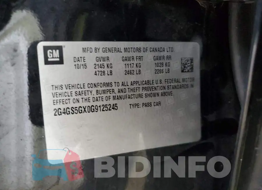 2G4GS5GX0G9125245 Photo# 13