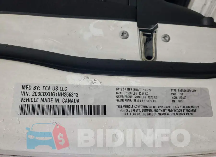 2C3CDXHG1NH256313 Photo# 12