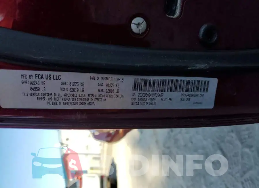 2C3CDZAG4KH739487 Photo# 13