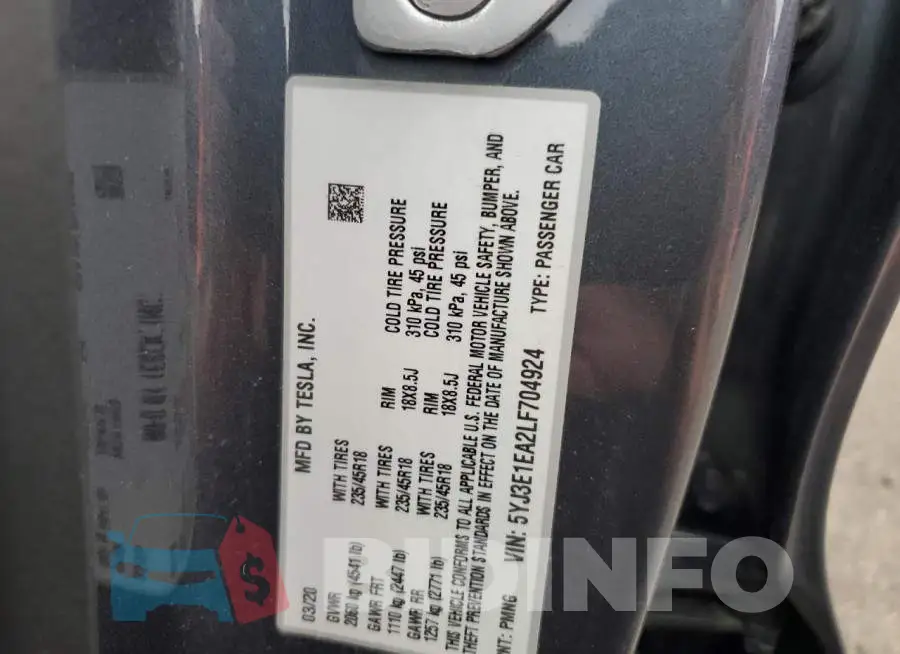 5YJ3E1EA2LF704924 Photo# 13