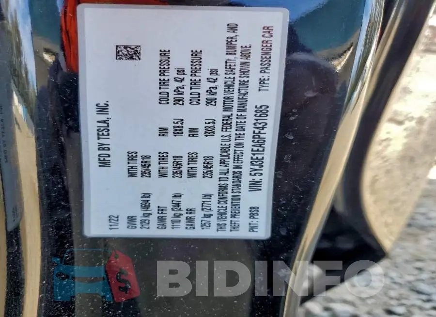 5YJ3E1EA6PF431685 Photo# 12