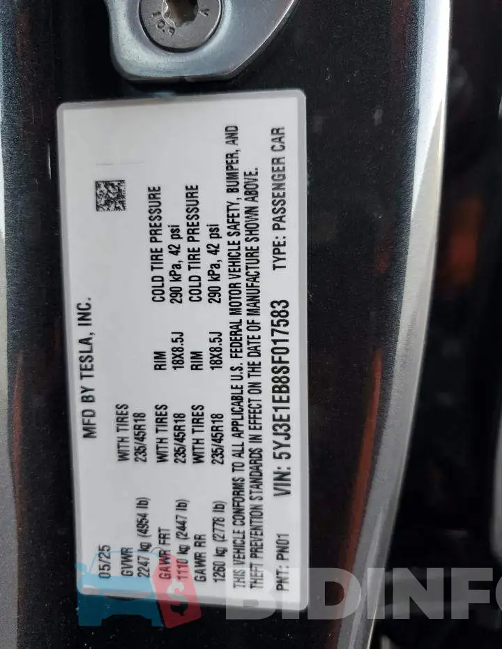 5YJ3E1EB8SF017583 Photo# 12