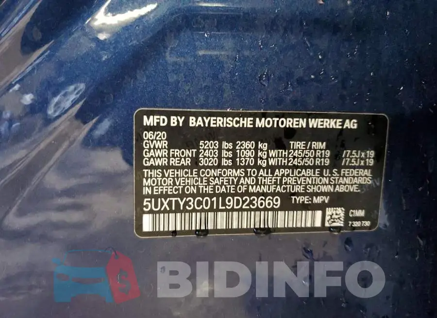 5UXTY3C01L9D23669 Photo# 13