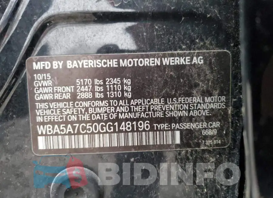 WBA5A7C50GG148196 Photo# 13
