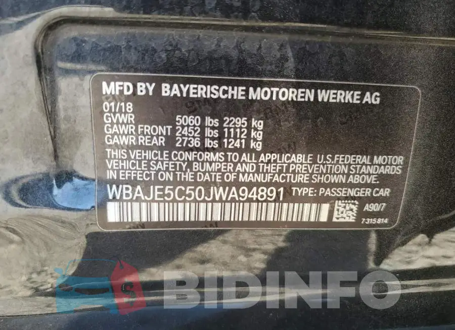 WBAJE5C50JWA94891 Photo# 12