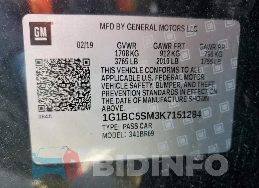 1G1BC5SM3K7151284 Photo# 13