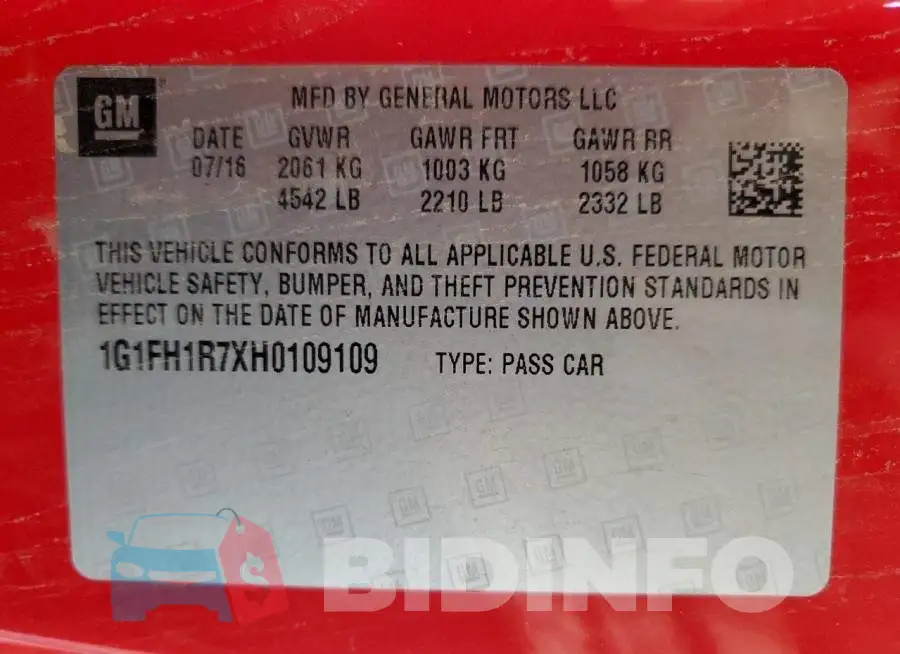 1G1FH1R7XH0109109 Photo# 13