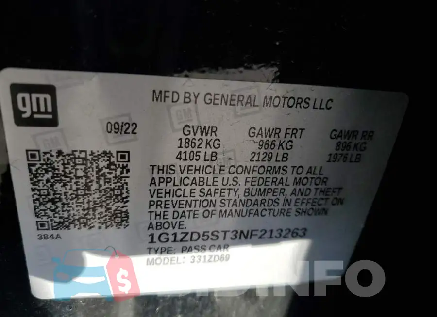 1G1ZD5ST3NF213263 Photo# 12