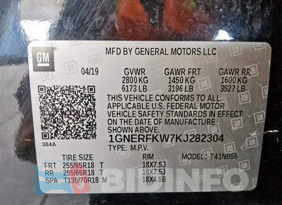 1GNERFKW7KJ282304 Photo# 13