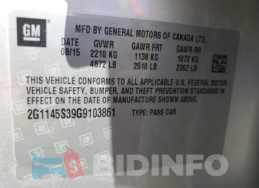 2G1145S39G9103861 Photo# 12