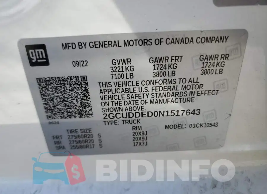 2GCUDDED0N1517643 Photo# 12