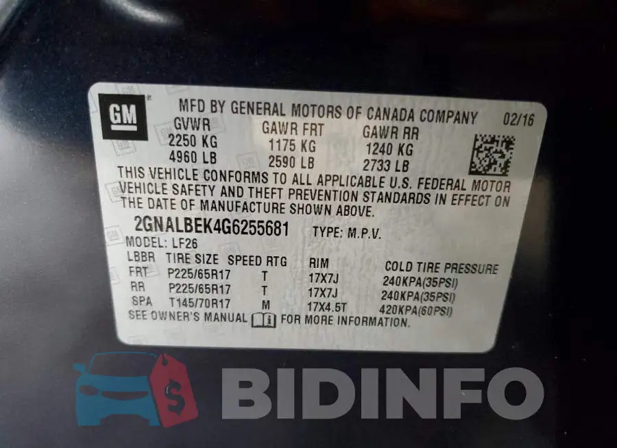 2GNALBEK4G6255681 Photo# 13