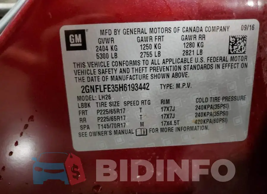 2GNFLFE35H6193442 Photo# 14