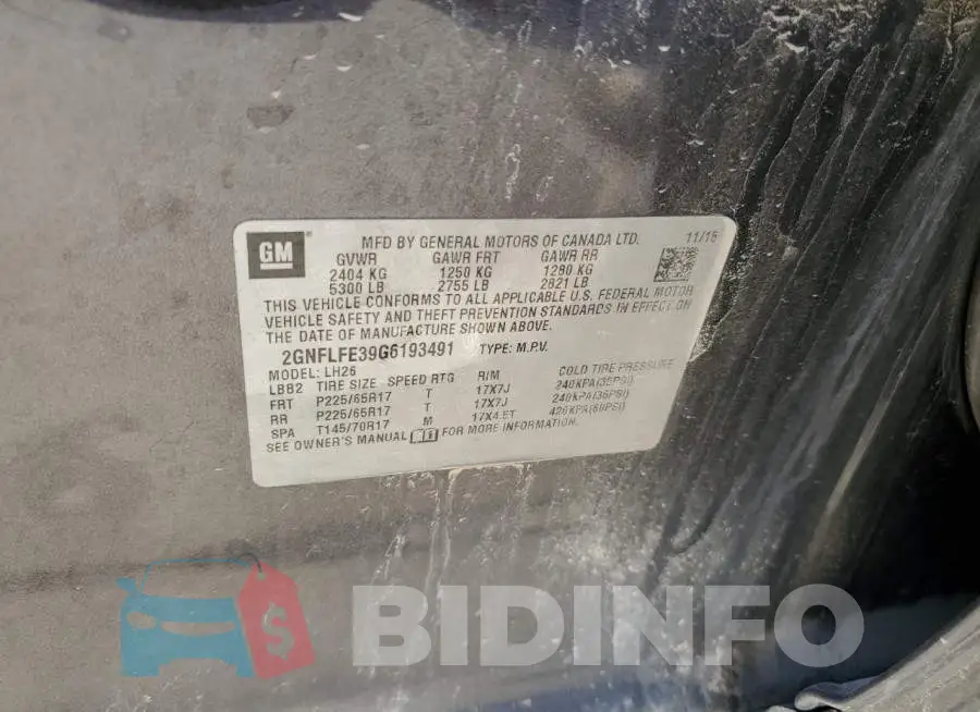 2GNFLFE39G6193491 Photo# 13
