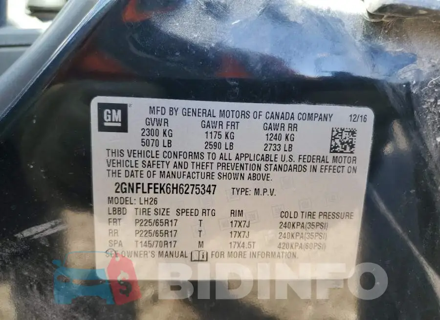 2GNFLFEK6H6275347 Photo# 13