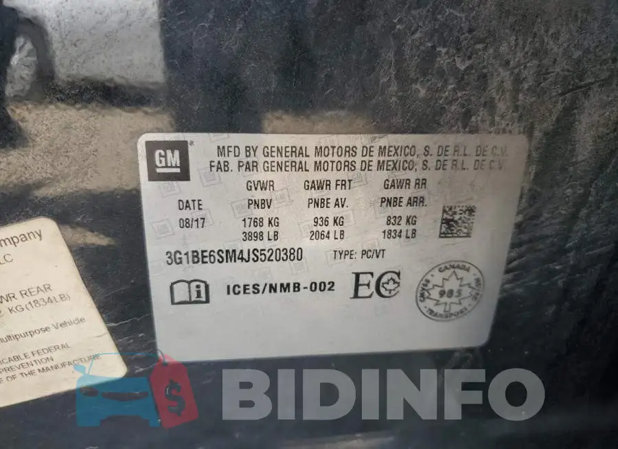 3G1BE6SM4JS520380 Photo# 12