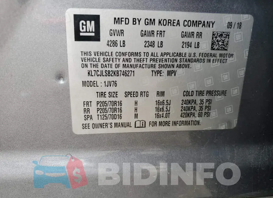 KL7CJLSB2KB746271 Photo# 14