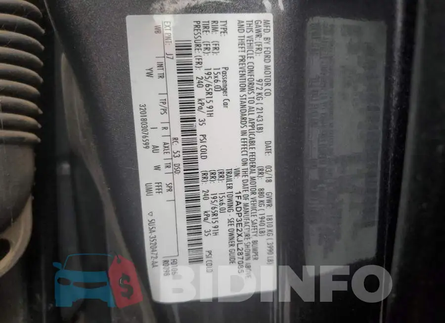 1FADP3E2XJL287085 Photo# 12