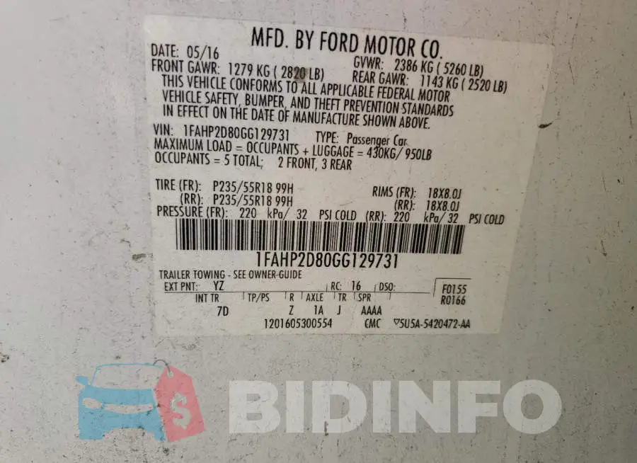 1FAHP2D80GG129731 Photo# 12
