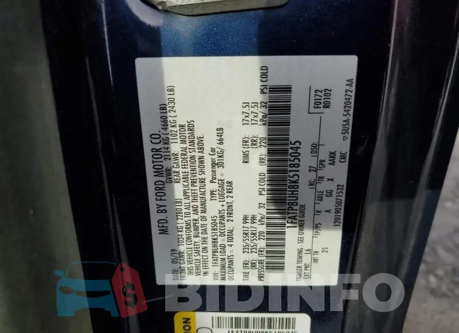1FATP8UH8K5185045 Photo# 12