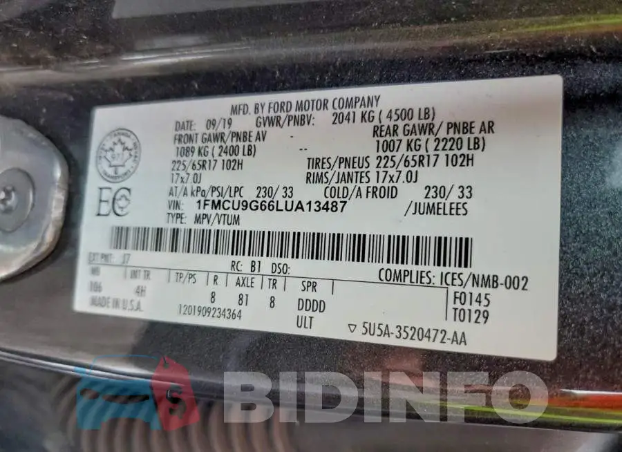 1FMCU9G66LUA13487 Photo# 13