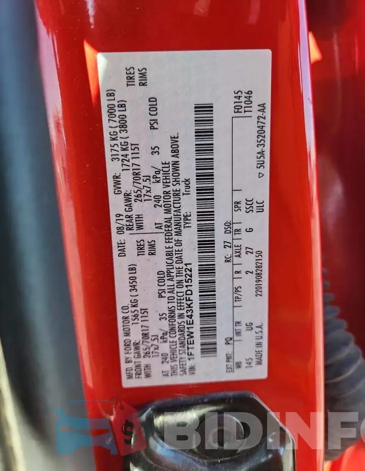 1FTEW1E43KFD15221 Photo# 12