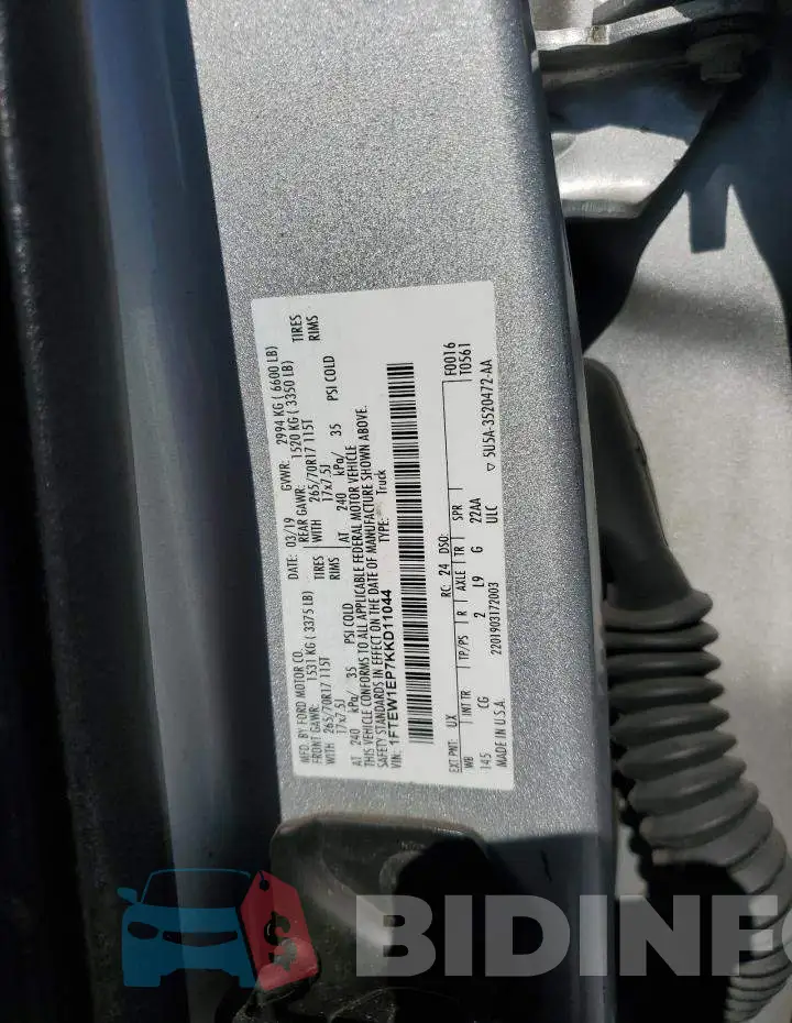 1FTEW1EP7KKD11044 Photo# 12