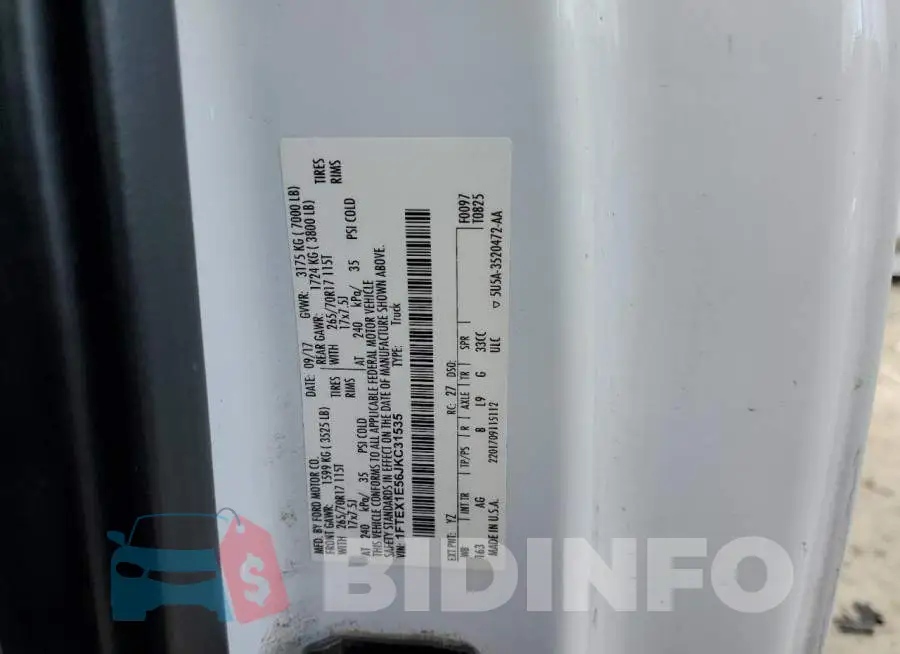 1FTEX1E56JKC31535 Photo# 12