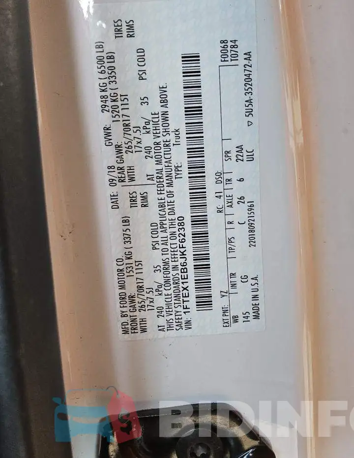 1FTEX1EB6JKF62380 Photo# 12
