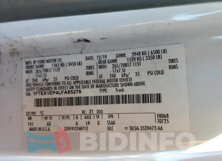 1FTEX1EP4LFA85276 Photo# 12