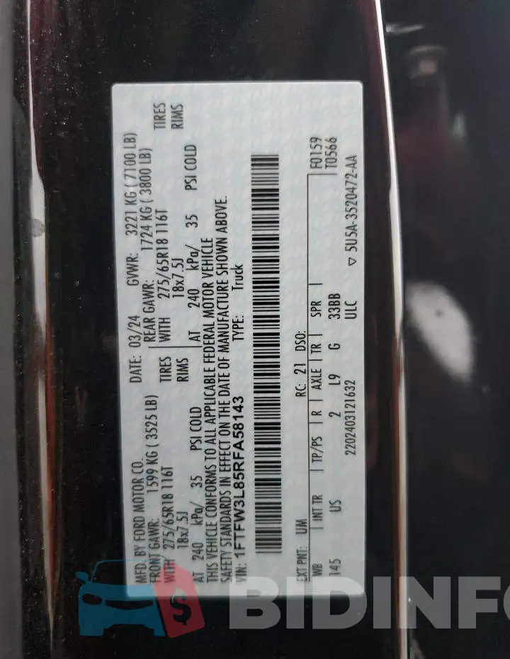 1FTFW3L85RFA58143 Photo# 12