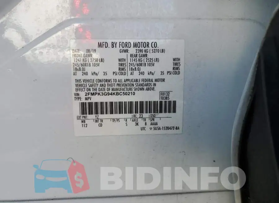 2FMPK3G94KBC50210 Photo# 12
