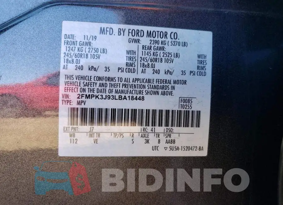 2FMPK3J93LBA18448 Photo# 12