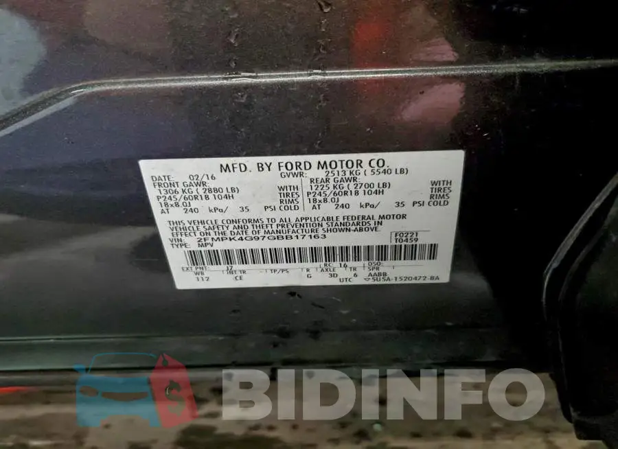 2FMPK4G97GBB17163 Photo# 14