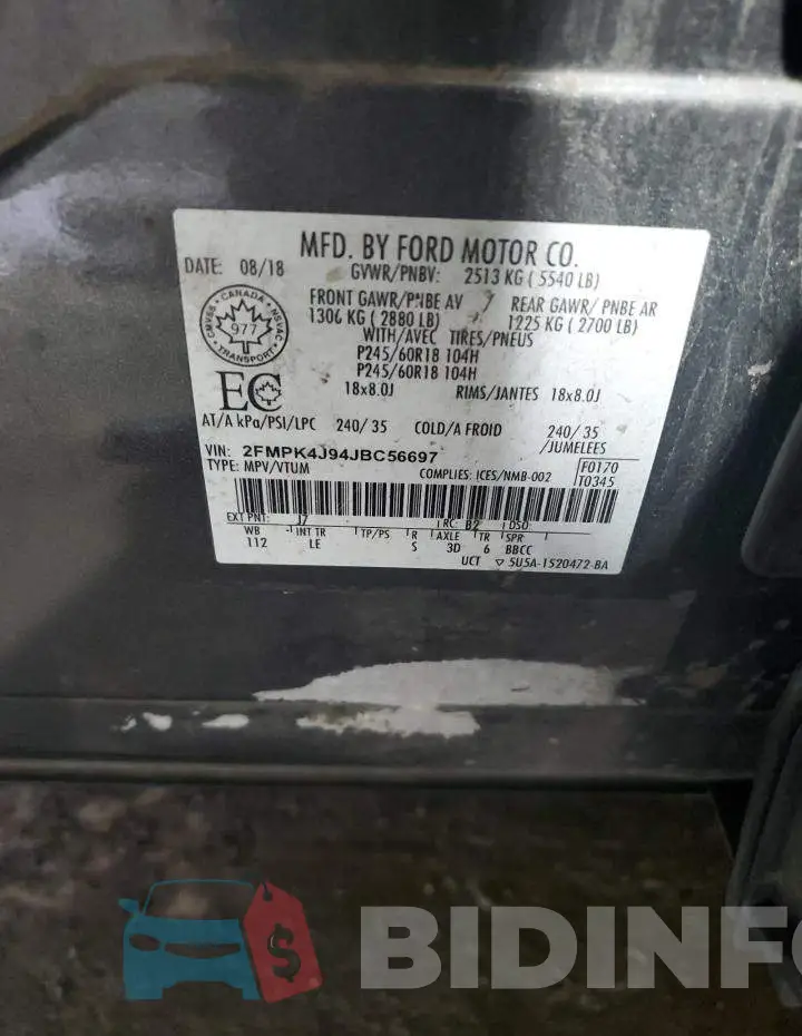 2FMPK4J94JBC56697 Photo# 13