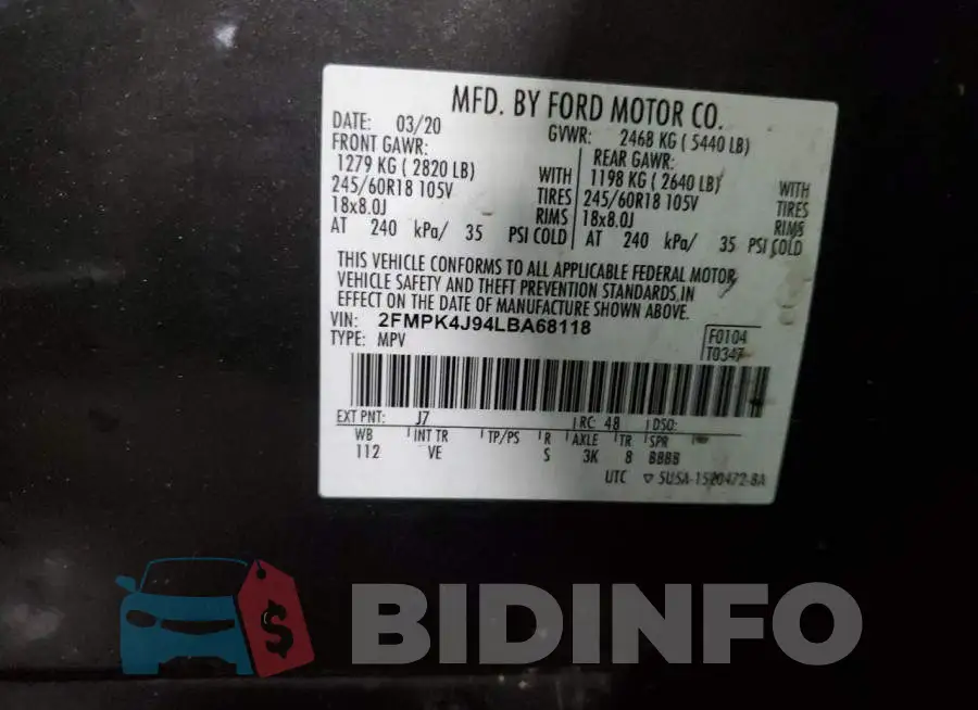 2FMPK4J94LBA68118 Photo# 14