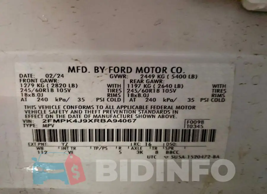 2FMPK4J9XRBA94067 Photo# 12