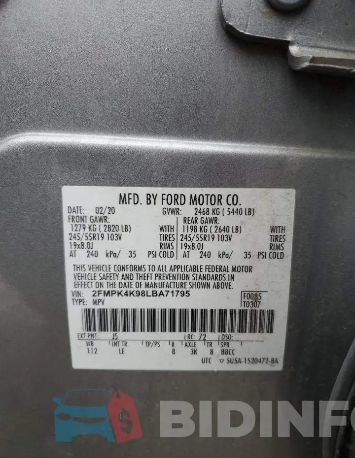 2FMPK4K98LBA71795 Photo# 12