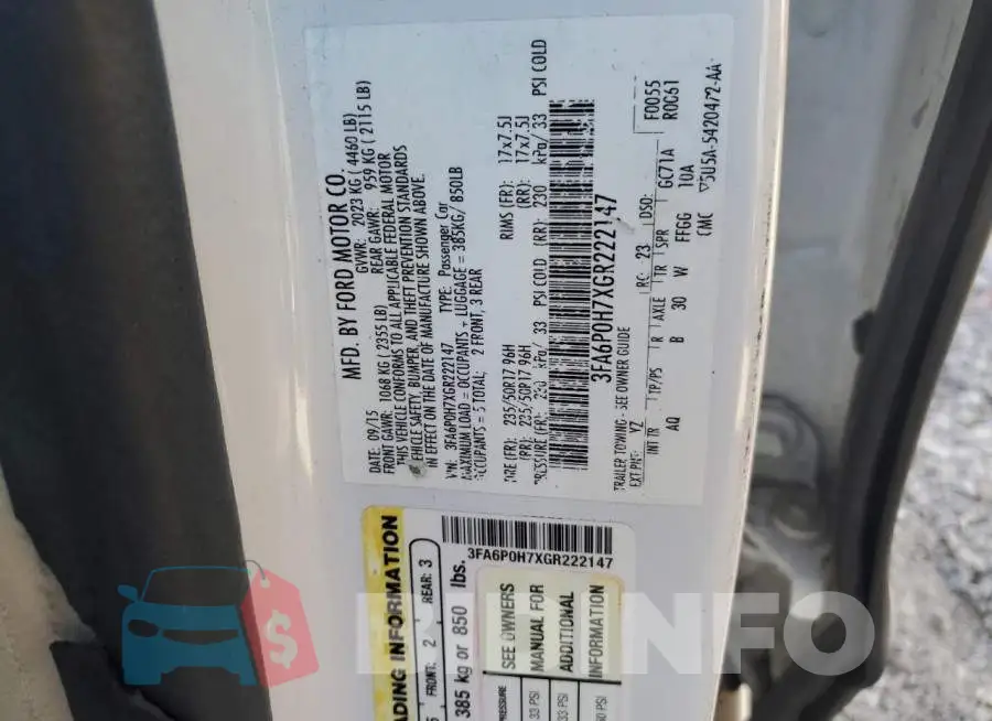 3FA6P0H7XGR222147 Photo# 13