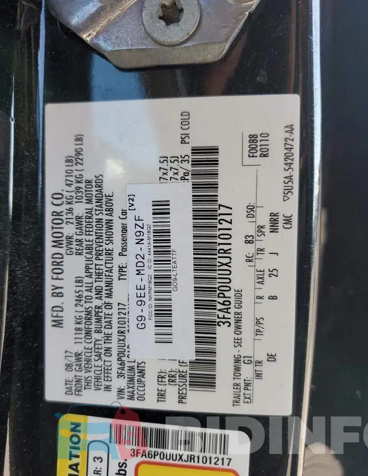 3FA6P0UUXJR101217 Photo# 12