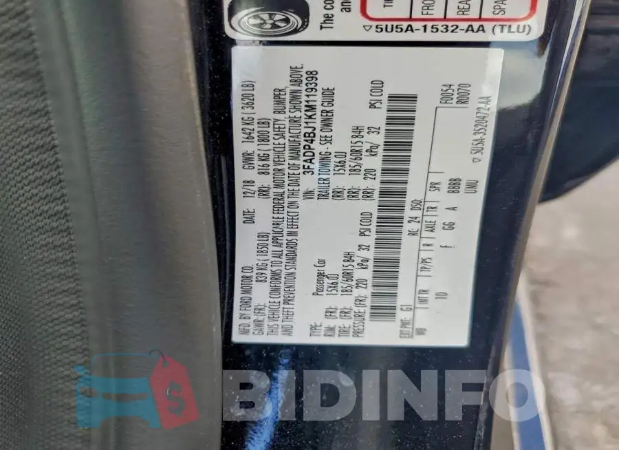 3FADP4BJ1KM119398 Photo# 12