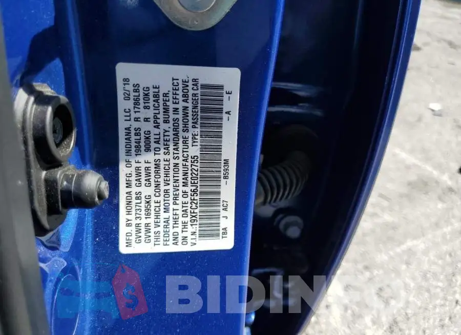 19XFC2F56JE022755 Photo# 12