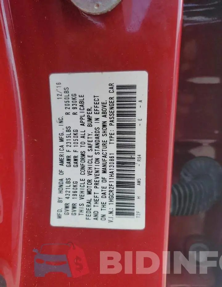 1HGCR2F11HA130861 Photo# 12