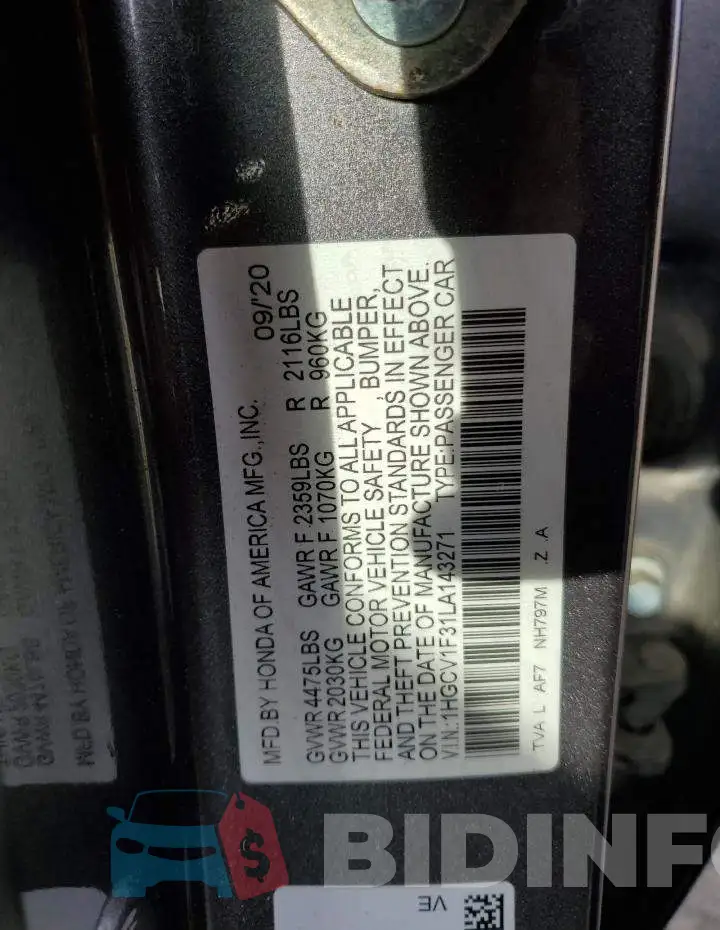 1HGCV1F31LA143271 Photo# 13