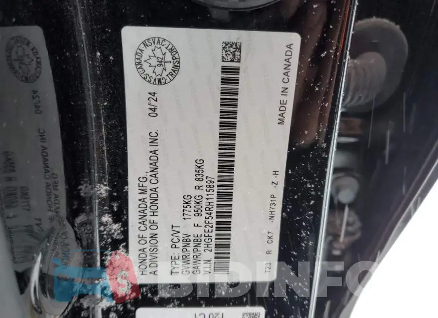 2HGFE2F54RH115897 Photo# 12