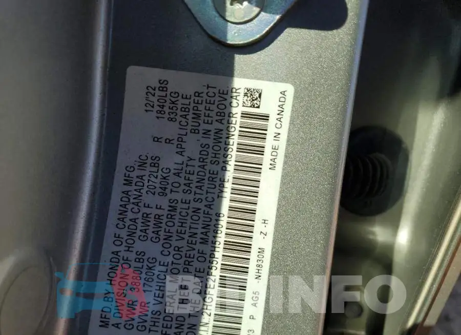 2HGFE2F55PH516016 Photo# 12