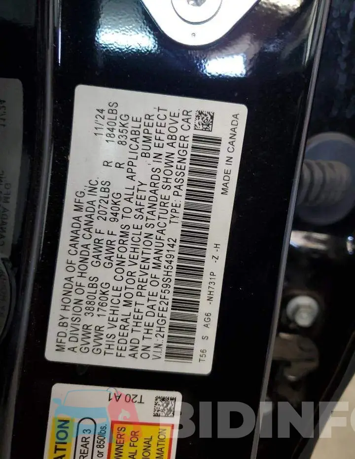 2HGFE2F59SH549142 Photo# 12