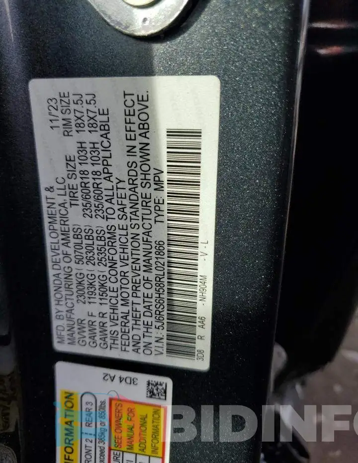 5J6RS6H58RL021866 Photo# 14